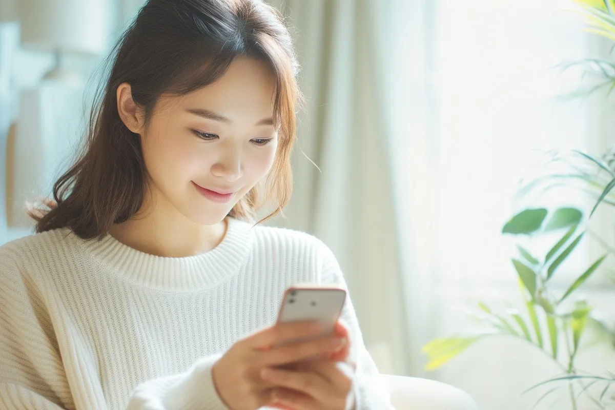 スマホを持つ女性