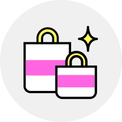 キラキラしたショッピングバッグ