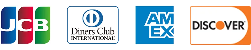 JCB、Diners Club INTERNATIONAL、AMEX、DISCOVER