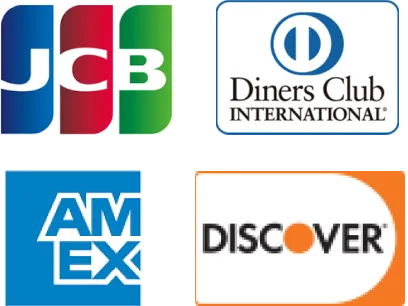JCB、Diners Club INTERNATIONAL、AMEX、DISCOVER