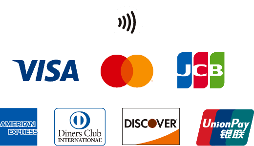 Visa Mastercard JCB American Express Diners Club Discover UnionPay