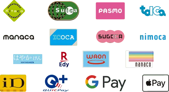 Kitaca Suica PASMO toIca manaca ICOCA SUGOCA nimoca はやかけん 楽天Edy waon nanaco iD QUICPay Google Pay ApplePay