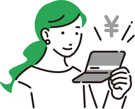 口座から引き落とされたことを確認する人のイラスト
