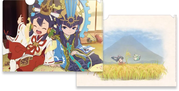 サクナヒメのオリジナルクリアファイルが二枚ならんでいる画像