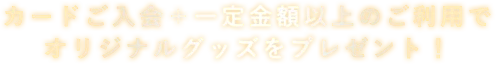 カードご入会＋一定金額以上のご利用でオリジナルグッズをプレゼント！