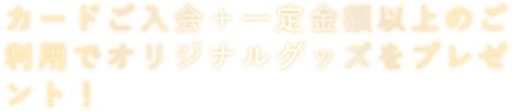 カードご入会＋一定金額以上のご利用でオリジナルグッズをプレゼント！